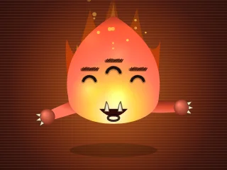 Flammo, eine zappelige Flamme mit drei Augen
