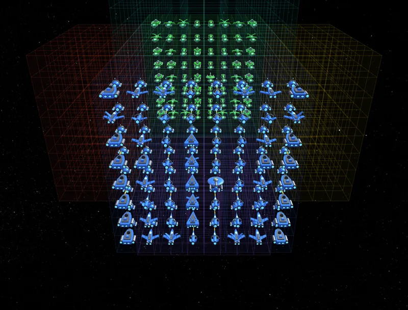 Die blaue Armee in ihrem Heimatquader